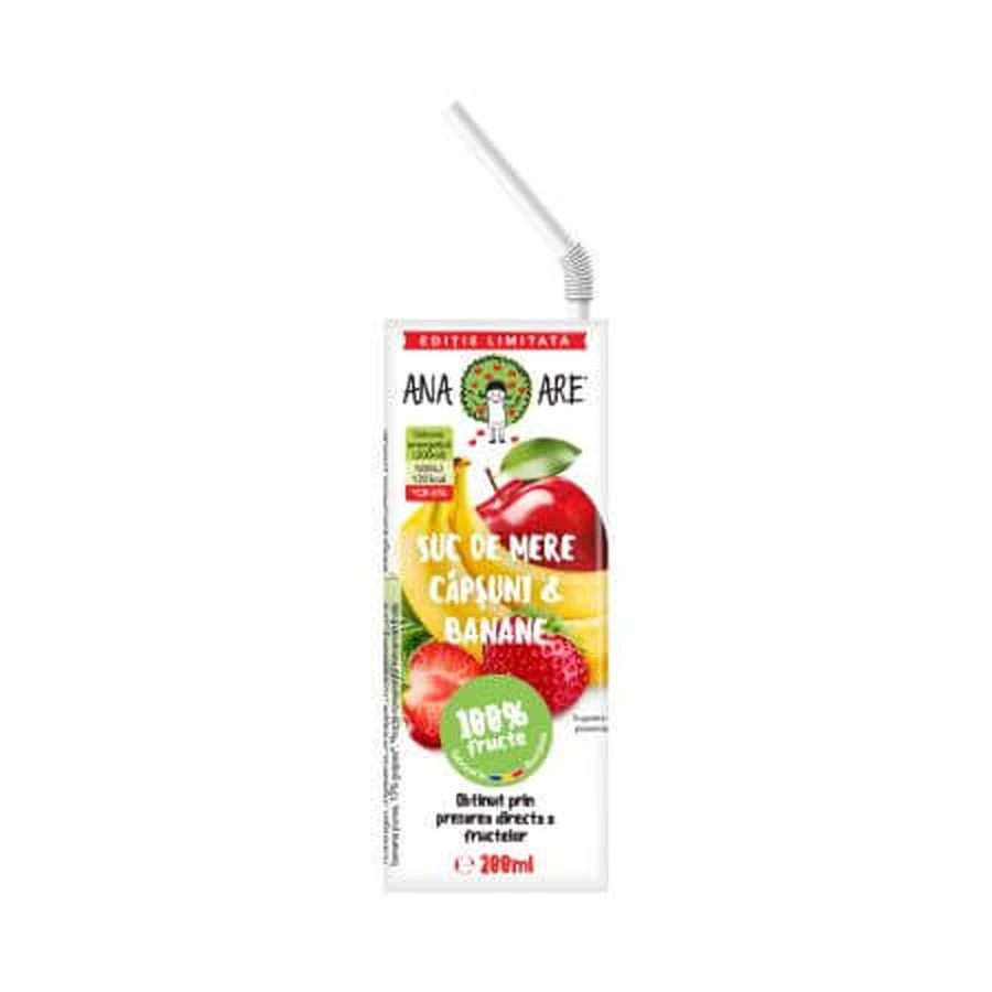 Suc de Mere, Capsuni & Banane 100% Natural Ana Are 0.2L