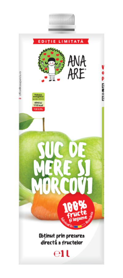 Suc de Mere & Morcov 100% Natural Ana Are 1L